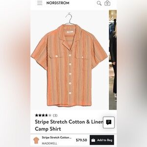 NEW MADEWELL - stripe stretch oversized button down